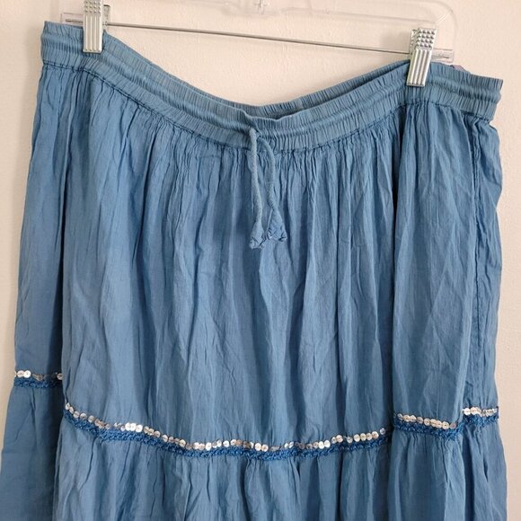 Blue Cotton Hippie Boho long Maxi skirt one size - Picture 4 of 9
